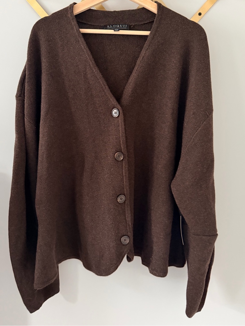ELOQUII Brown Button Cardigan V-Neck Relaxed Knit Sweater Plus Size 26/28 NWT